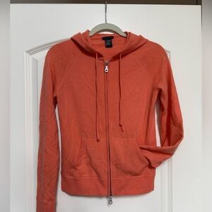 Vince Cashmere Zip Up Hoodie Coral Lightweight Sweater Size S